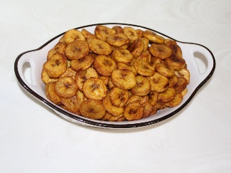 Allocco fried plantain in a serving dish