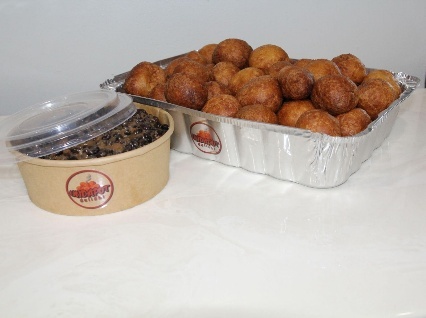 Catering trays of Beignet and Haricot