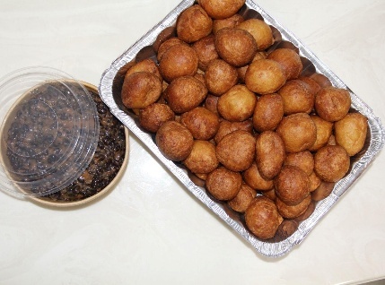 Overhead view of a Beignet and Haricot catering set-up