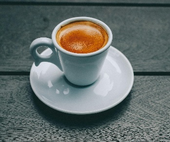 Espresso served in a grey cup